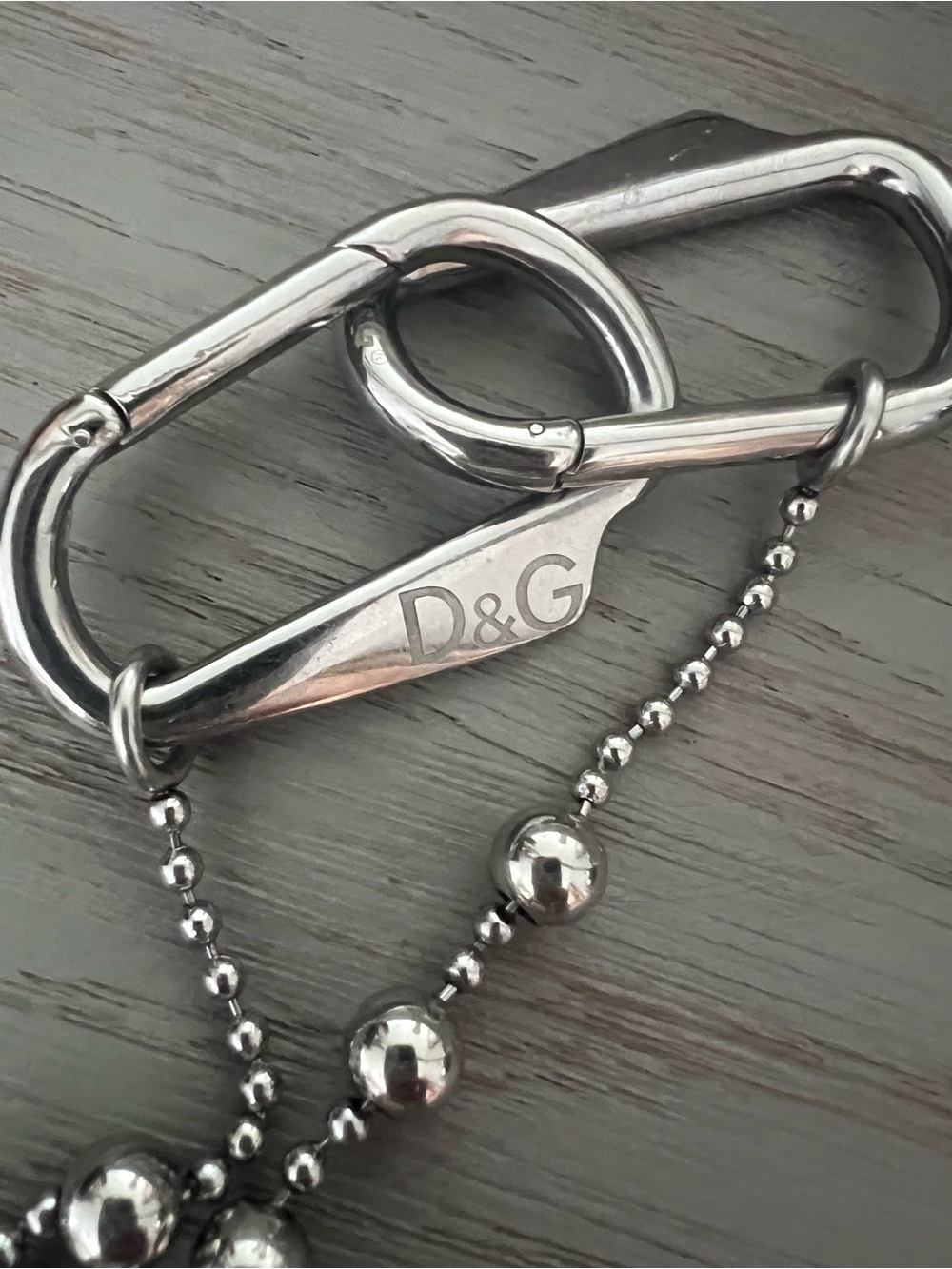 D&G Silver Metal Link and Bead Necklace